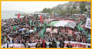 Er vond een massale demonstratie plaats in Istanbul, Turkije, uit