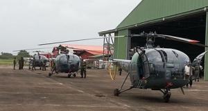 Chetak helikopters Nationaal Leger na afronding inspectie weer in gebruik