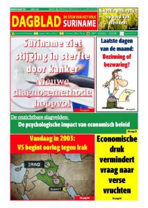 Dagblad Suriname dinsdag 19 maart 2024