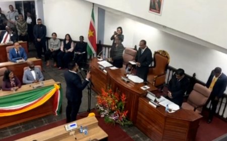 Installatie parlementsleden in het hoogste College van Staat in Suriname