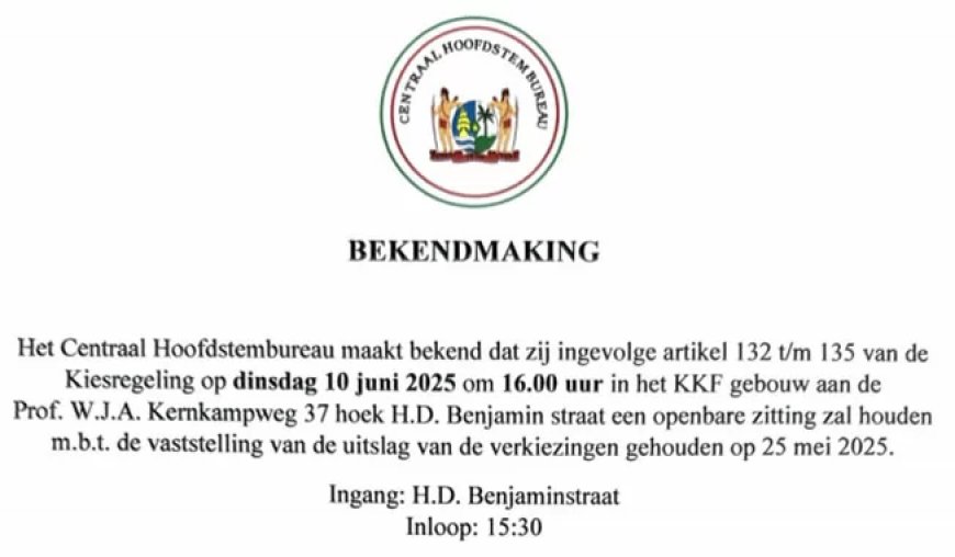 CHS houdt dinsdag openbare zitting om verkiezingsuitslag vast te stellen