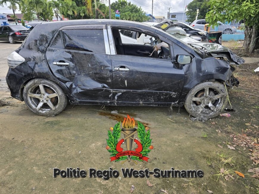 Beknelling en gewonden bij aanrijding twee auto’s Nieuw-Nickerie