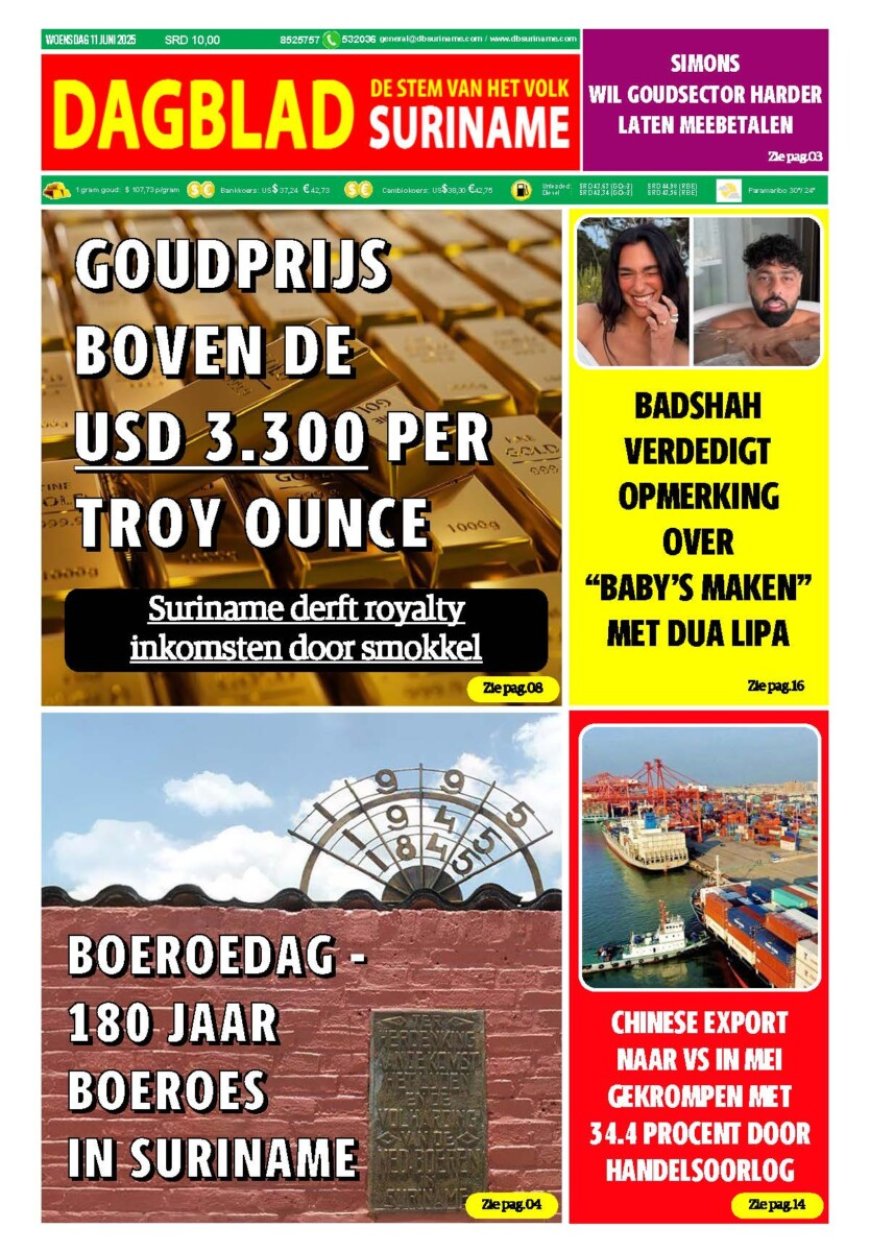 Dagblad Suriname, woensdag 11  juni 2025