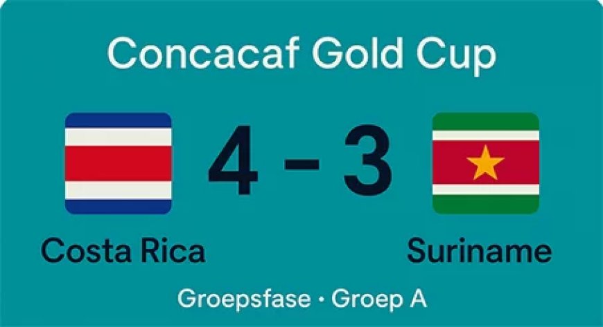 Costa Rica wint nipt van Suriname in doelpuntrijke strijd