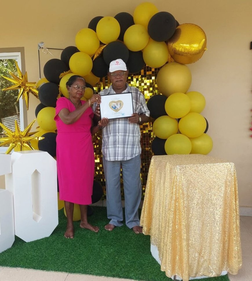 Gouden huwelijk echtpaar Ramsoekh-Chirmoti in Saramacca