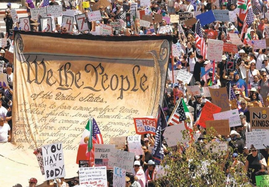 Trump houdt militaire parade terwijl miljoenen tegen hem protesteren