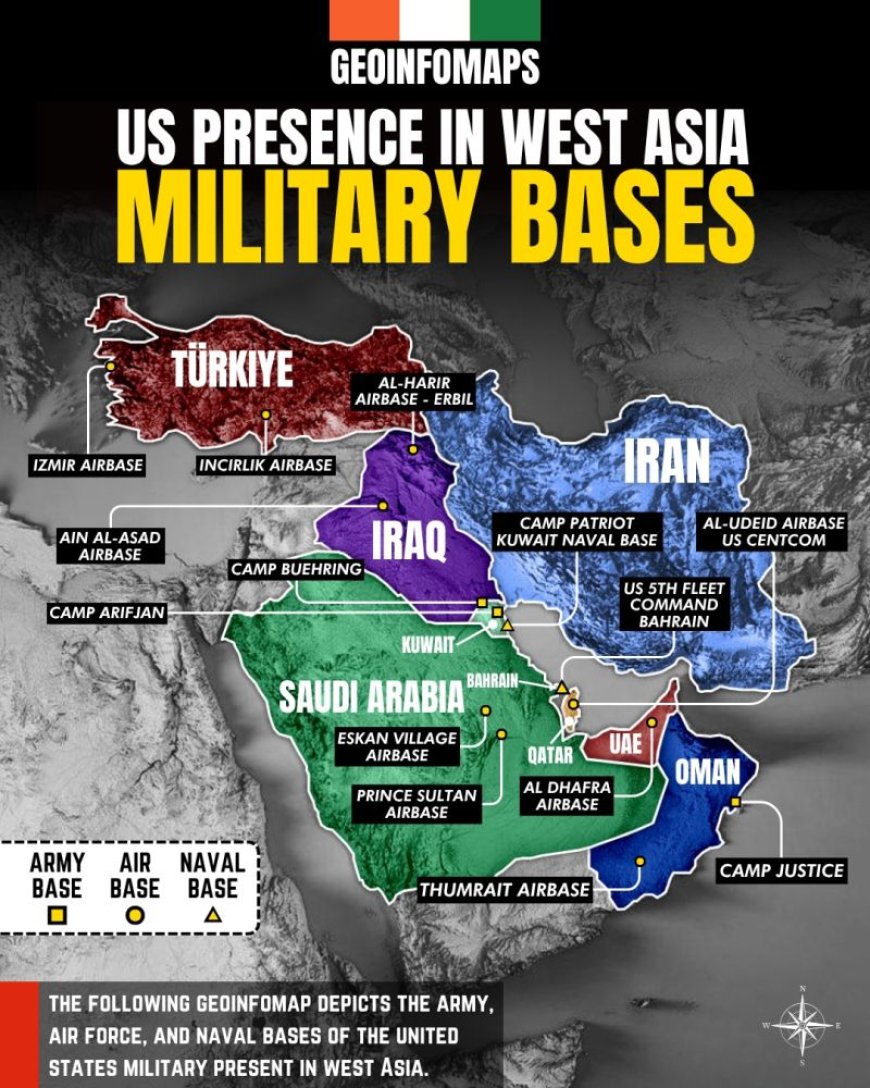 “Deze geoinfomap toont de strategische verspreiding van Amerikaanse leger-, luchtmacht- en ma