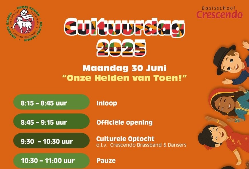 Basisschool Crescendo viert haar jaarlijkse Cultuurdag op maandag 30 juni