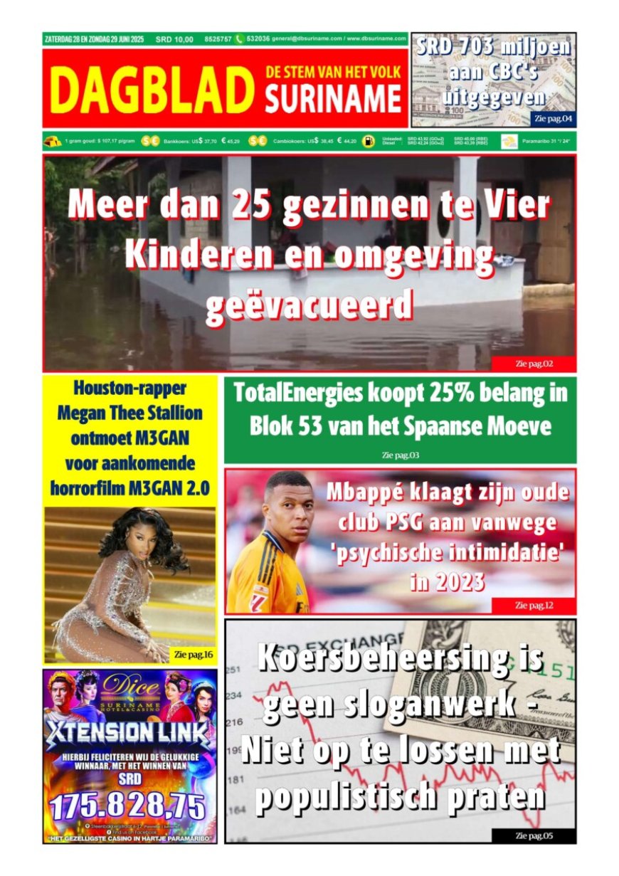 Dagblad Suriname, zaterdag 28 juni 2025