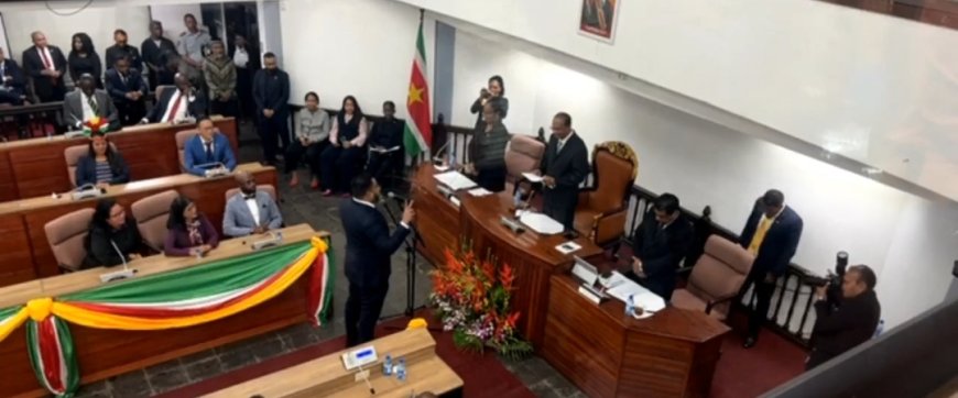 Installatie parlementsleden in het hoogste College van Staat in Suriname