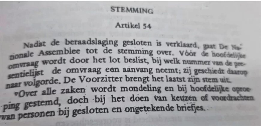 VHP-fractie dient protest in tegen tonen stembriefje
