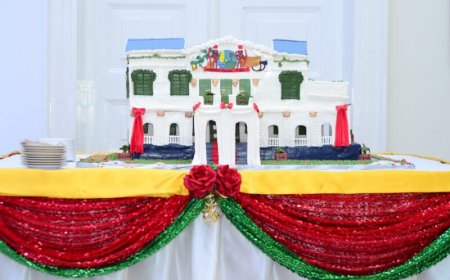 Roberta Pinas bakt ‘presidentieel paleis’-taart met 50 jaar Srefidensi