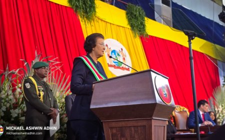 Jennifer Simons; de eerste vrouwelijke president van Suriname geïnaugureerd