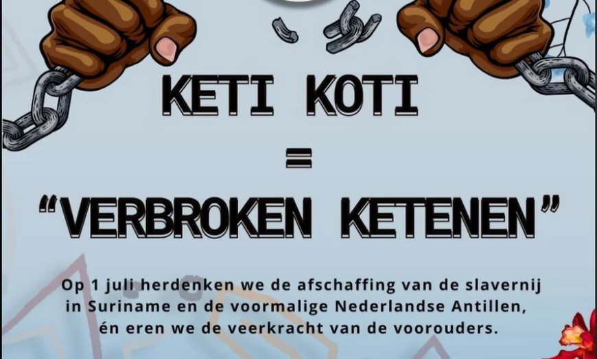 President spreekt volk toe op 162e herdenking van afschaffing slavernij