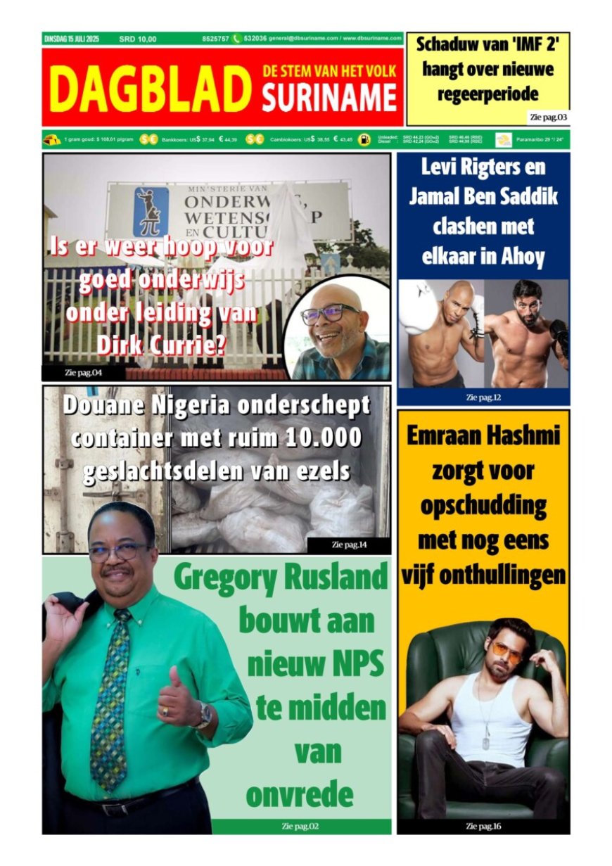 Dagblad Suriname, dinsdag 15 juli 2025