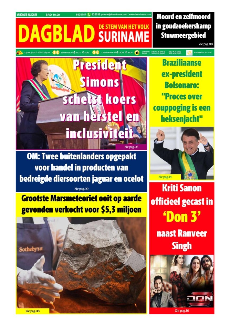 Dagblad Suriname, vrijdag 18 juli 2025