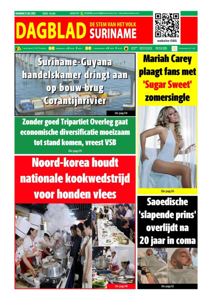 Dagblad Suriname, maandag 21 juli 2025