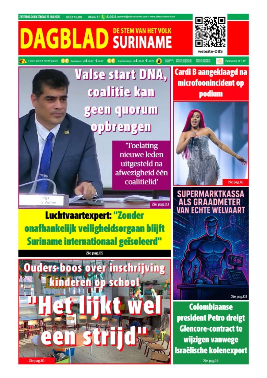 Dagblad Suriname, zaterdag 26 juli 2025