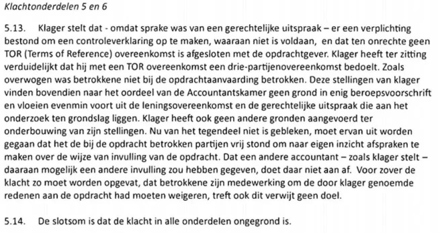 Aanklacht Van den Bergh tegen accountant Braster ongegrond