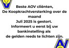 Koopkrachtversterking AOV juli 2025 gestort