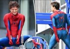 Tom Holland probeert nieuwe Spider-Man-pak uit 
