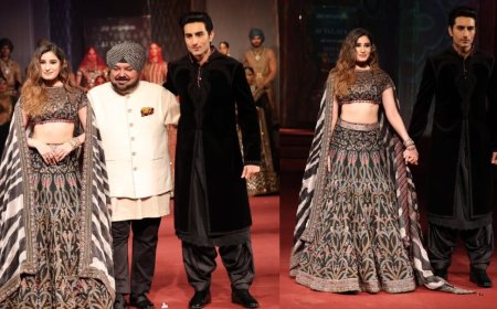 ICW 2025 Finale: Rasha Thadani en Ibrahim Ali Khan in zwarte en gouden ensembles voor JJ Vala