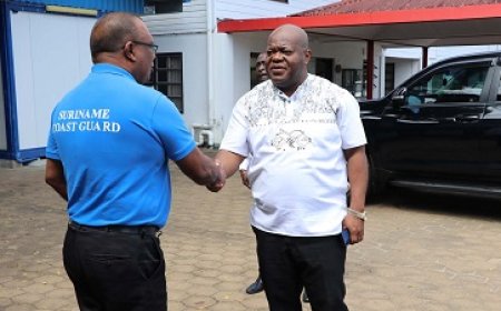 Bee bezoekt Pensioensfonds en Kustwacht Suriname