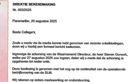Schorsing Gonesh tijdelijk opgeheven om bedrijfsvoering SLM veilig te stellen