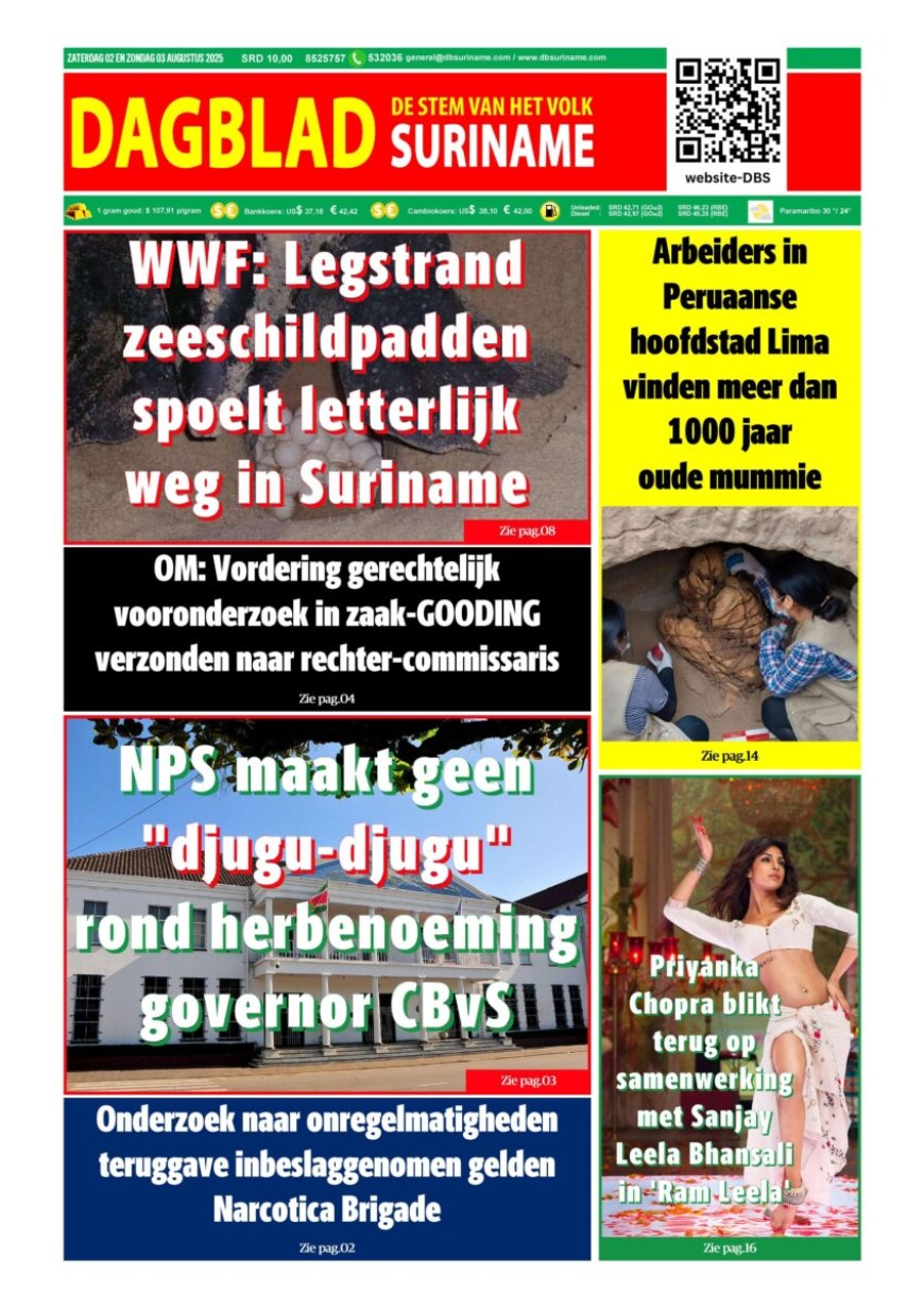 Dagblad Suriname, zaterdag 2 augustus 2025