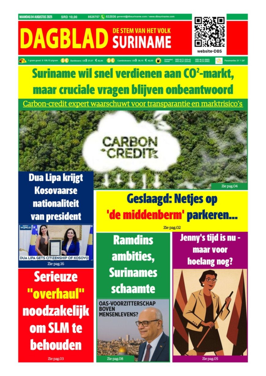Dagblad Suriname, maandag 4 augustus 2025