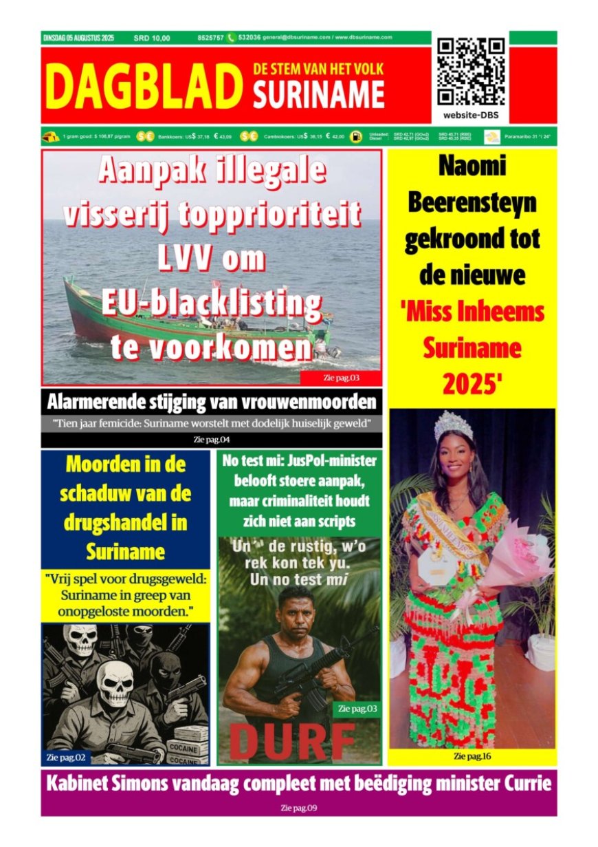Dagblad Suriname, dinsdag 5 augustus 2025