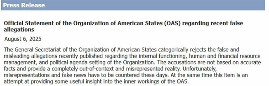 OAS wijst valse beschuldigingen over wanbeheer krachtig van de hand