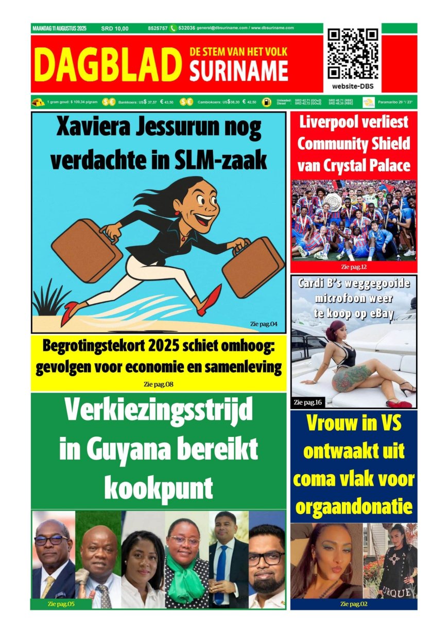 Dagblad Suriname, maandag 11 augustus 2025