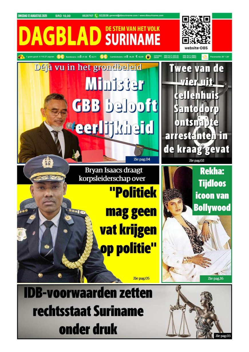 Dagblad Suriname, dinsdag 12 augustus 2025