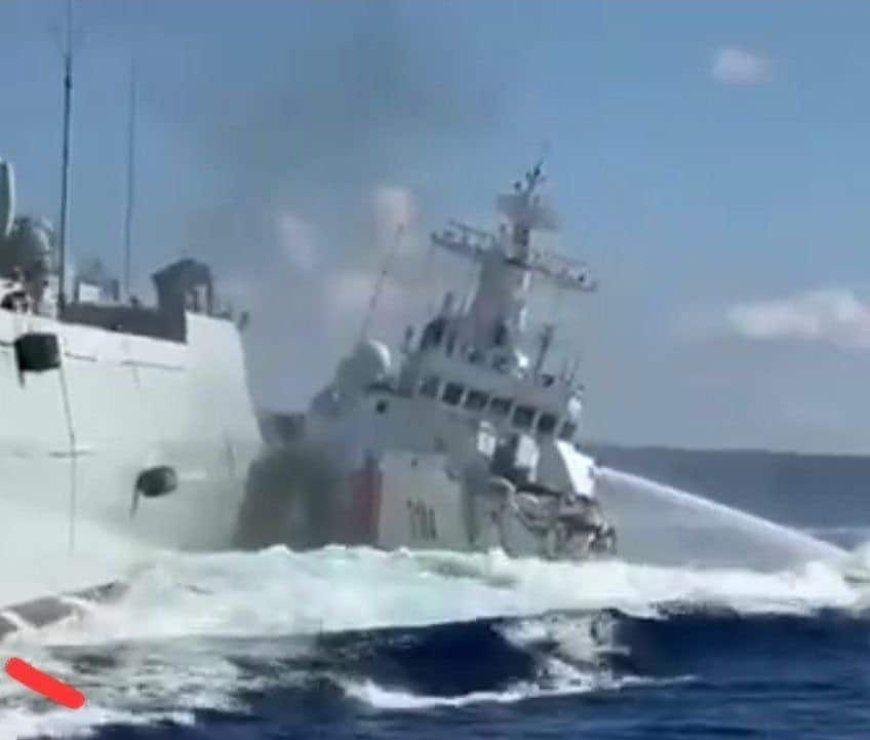 Chinees Kustwachtschip ramt eigen oorlogsschip tijdens achtervolging Filipijns schip