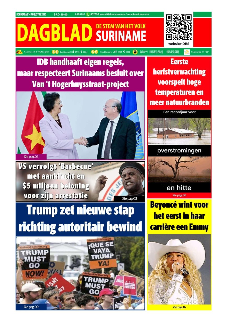 Dagblad Suriname, donderdag 14 augustus 2025