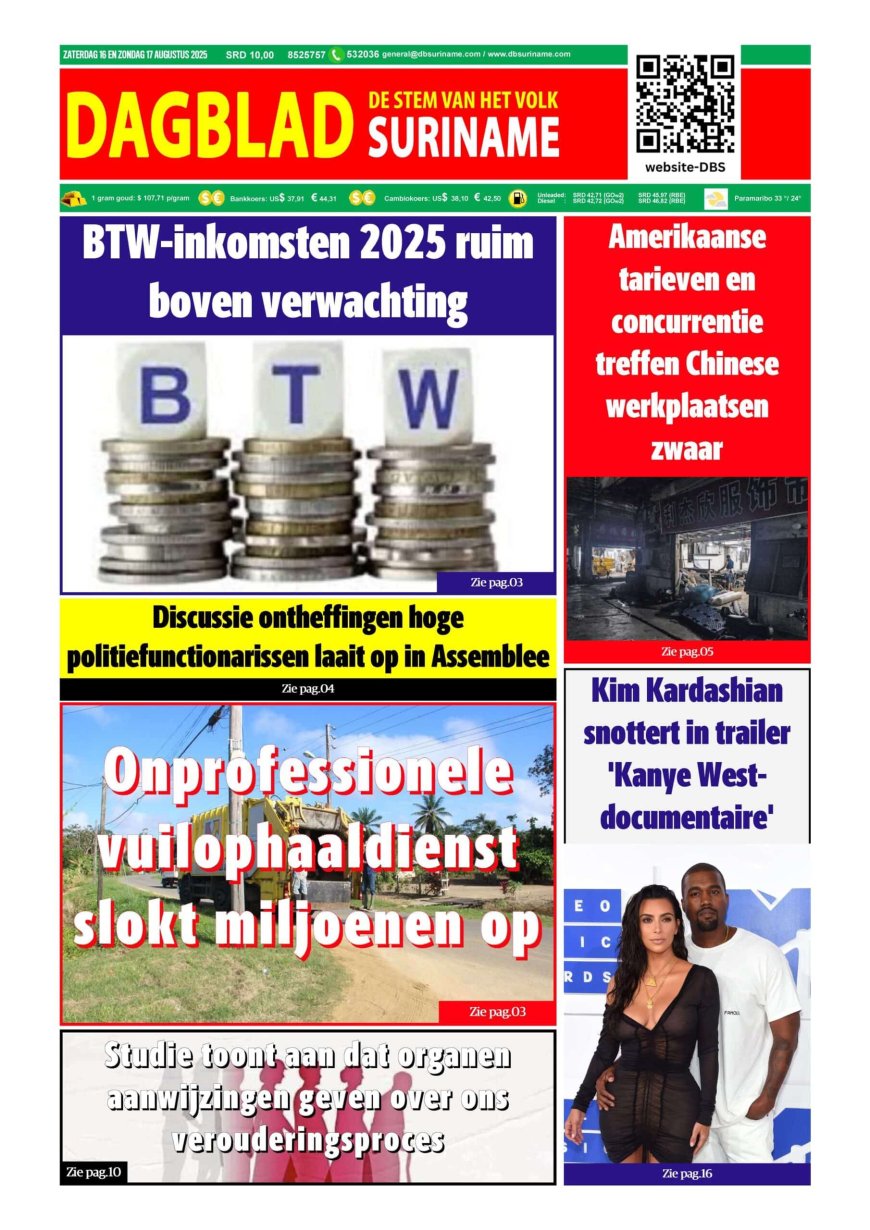 Dagblad Suriname, zaterdag 16 augustus 2025
