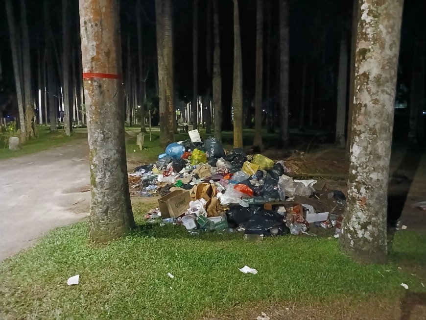 Palmentuin ruim een week na Dag der Inheemsen nog steeds vies en vuil 