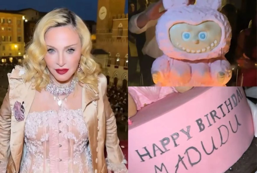 Madonna viert 67e verjaardag met reusachtige ‘Labubu’-taart