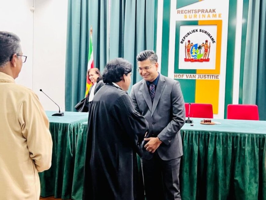 Kavish Soekhlal beëdigd als kandidaat-notaris bij Hof van Justitie