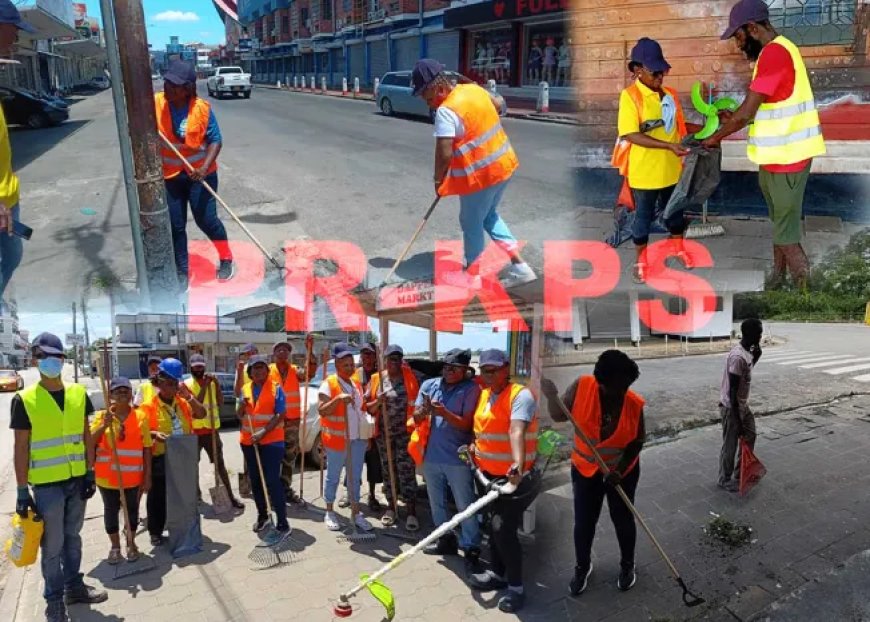 Politie start schoonmaakactie in Paramaribo