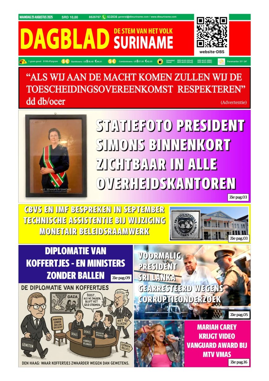 Dagblad Suriname, maandag 25 augustus 2025