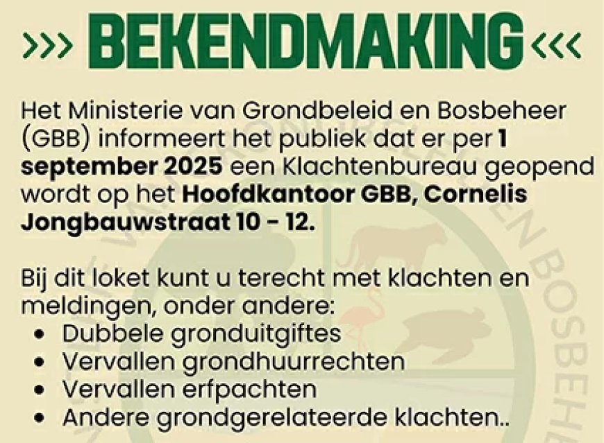 Ministerie GBB opent klachtenunit voor betere dienstverlening