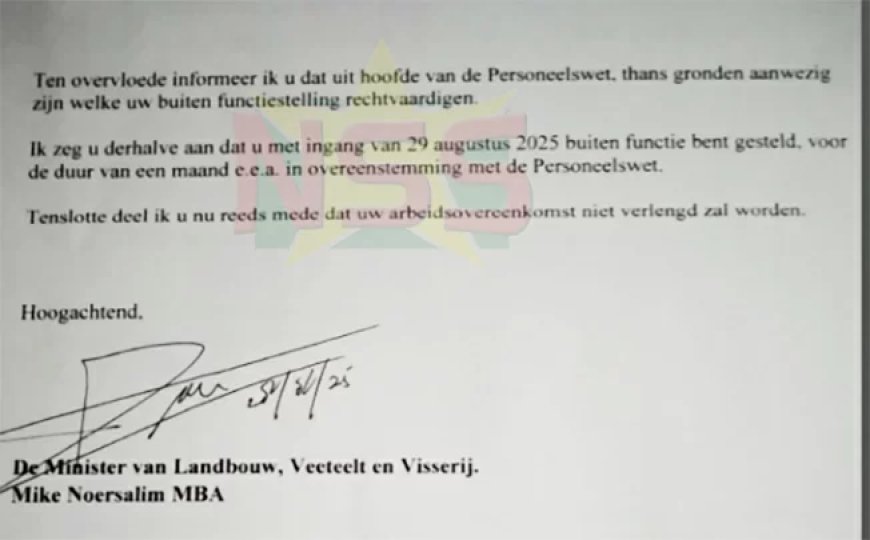 Minister Noersalim stelt LVV-directeur Kalloe buiten functie