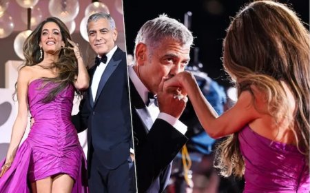 George Clooney schittert op rode loper van filmfestival Venetië ondanks gezondheidsproblemen