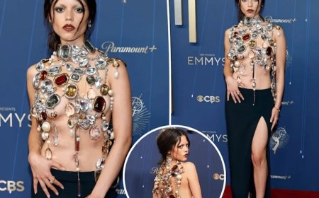 Jenna Ortega schittert op Emmy Awards 2025 met kleurrijk edelstenen ensemble