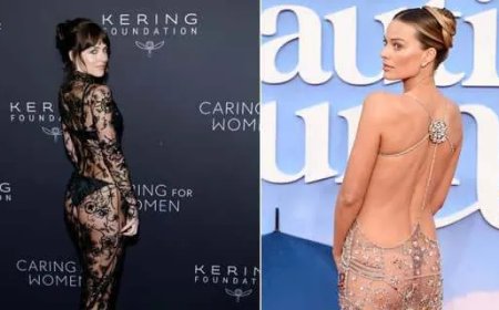 Margot Robbie en Dakota Johnson vieren de terugkeer van de (zichtbare) string