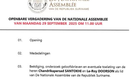 DNA convocaties over rouwbijeenkomst en toelating Santokhi en Doorson maandag