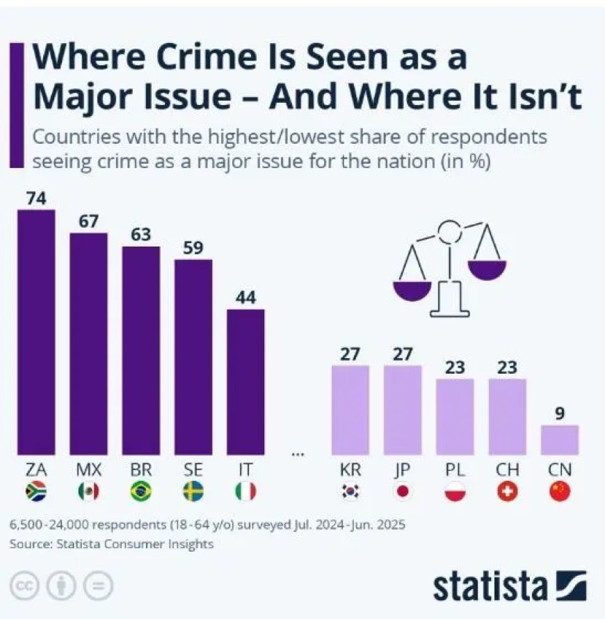 Bezorgdheid over misdaad wereldwijd verschilt sterk
