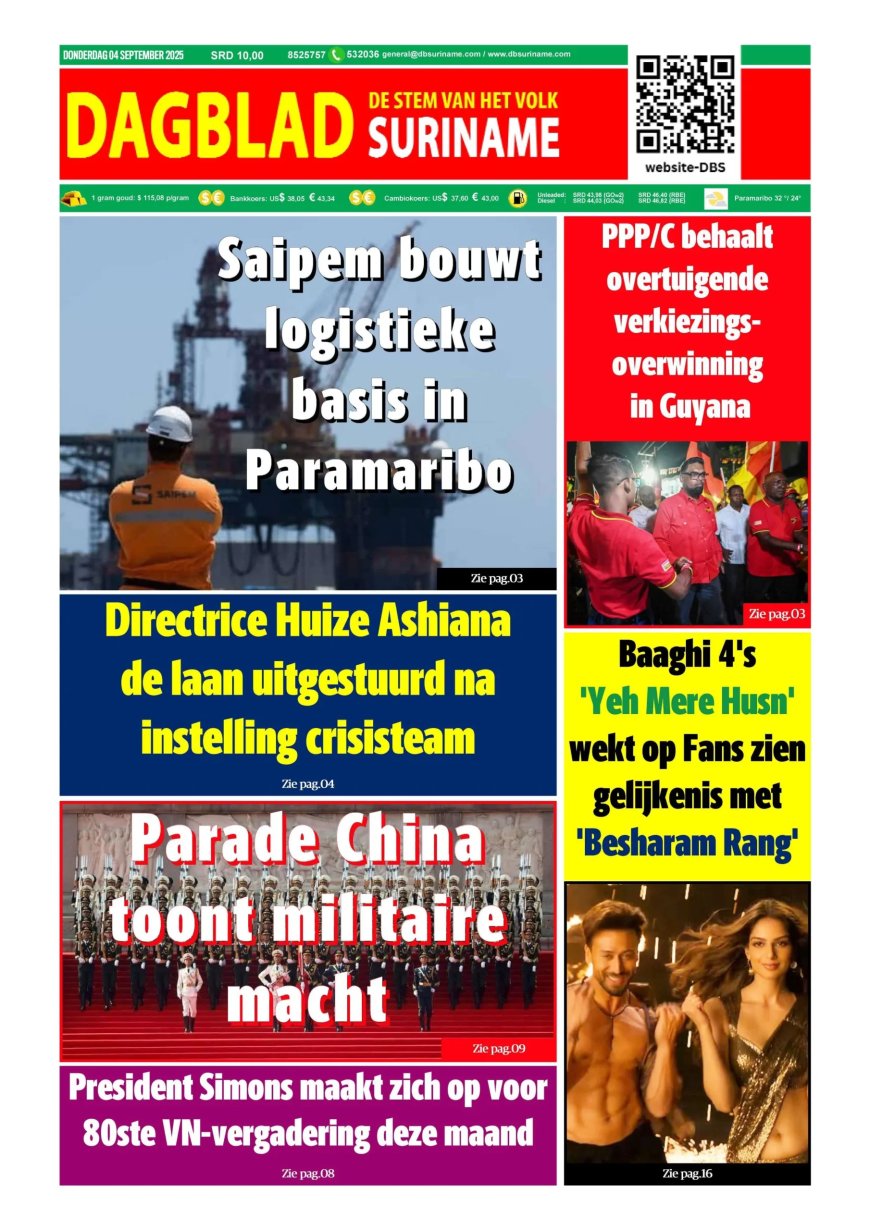 Dagblad Suriname, donderdag 4 september 2025